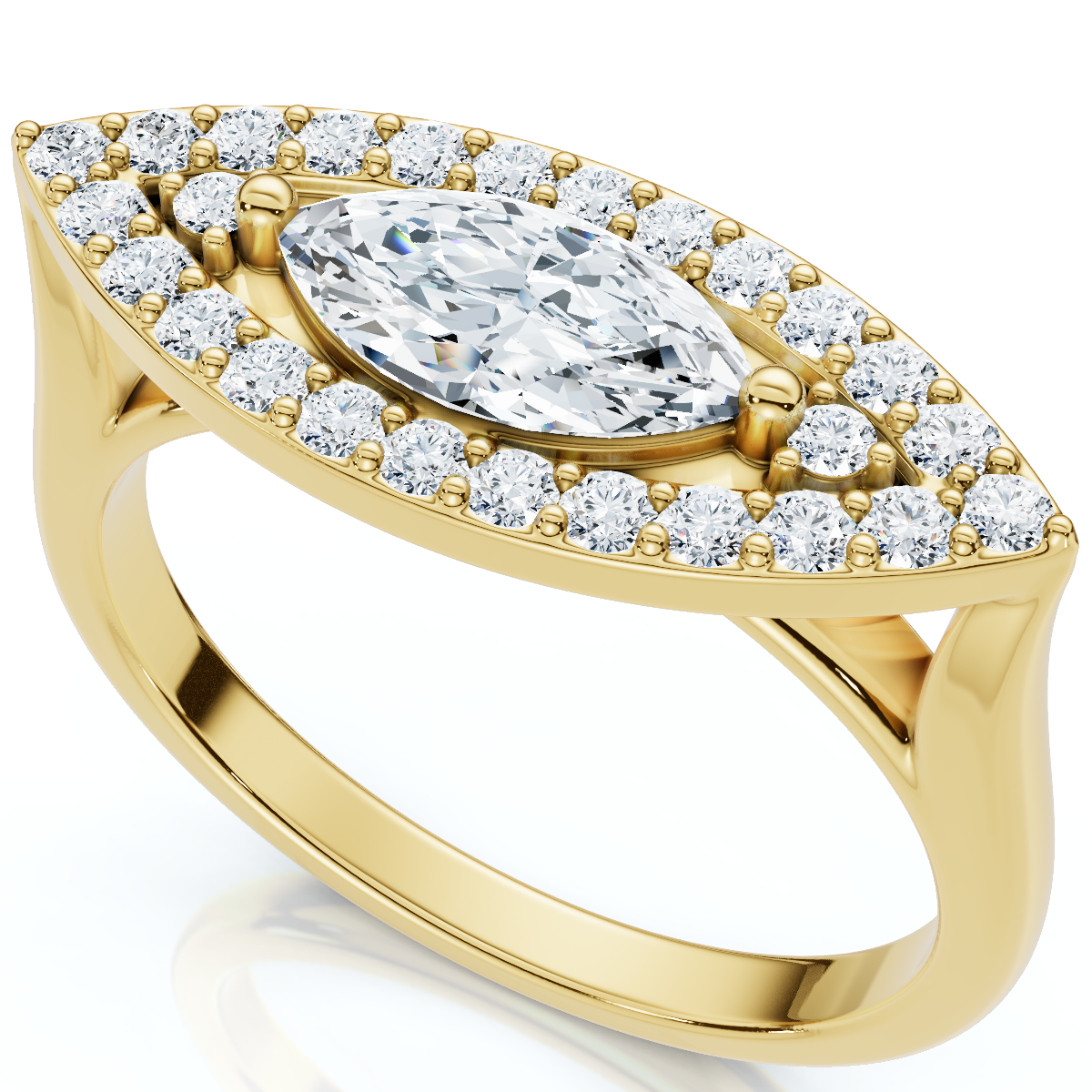 1Ct Marquise Katseye Diamond East to West Ring Gold Lab Grown