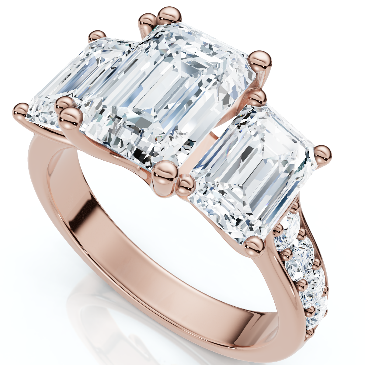 Certified 4 1/3Ct Lexi Emerald Cut Diamond Engagement Ring 14k Gold Lab Grown