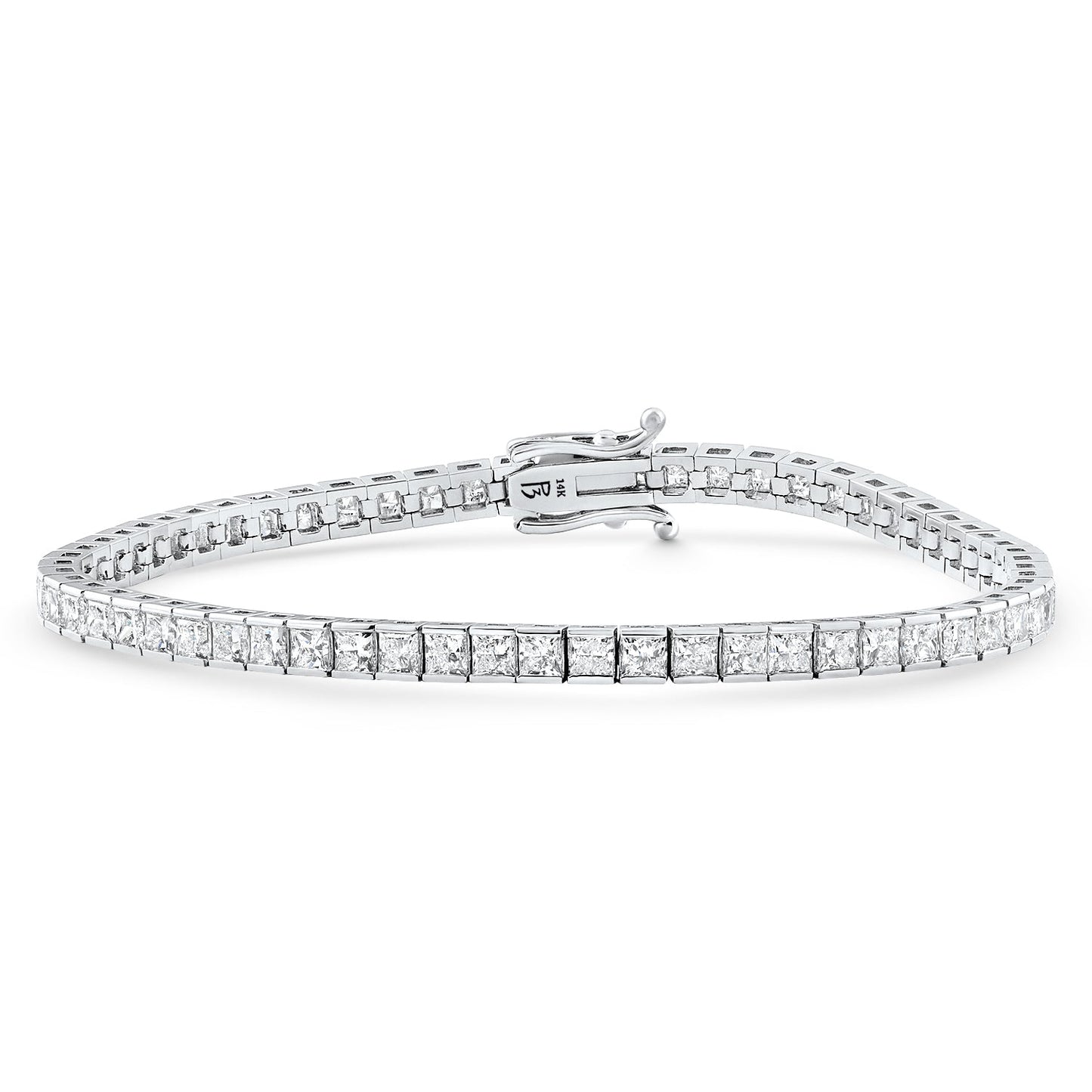 6.80Ct Princess Cut Diamond Channel Set Tennis Bracelet 14k Gold 7" Lab Grown