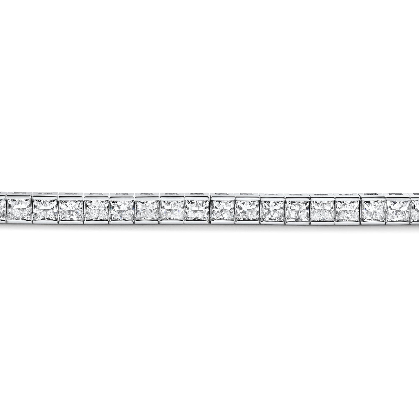 6.80Ct Princess Cut Diamond Channel Set Tennis Bracelet 14k Gold 7" Lab Grown