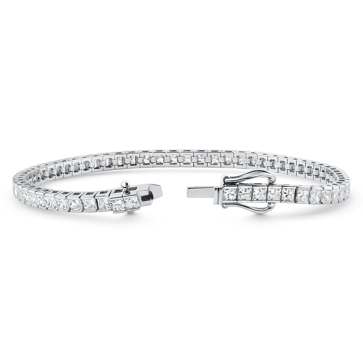 6.80Ct Princess Cut Diamond Channel Set Tennis Bracelet 14k Gold 7" Lab Grown