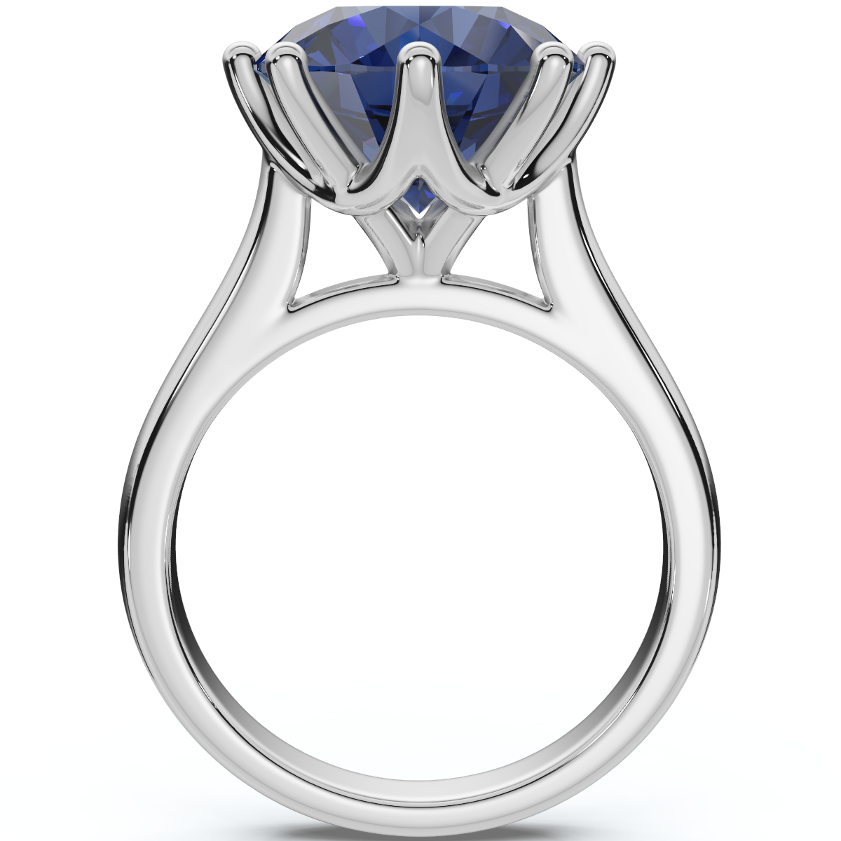 3 3/4Ct Blue Sapphire 9MM 14k White Gold Solitaire Engagement Ring Lab Grown