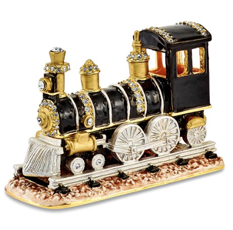 Bejeweled "Axel" Steam Engine Trinket Box with Matching Necklace