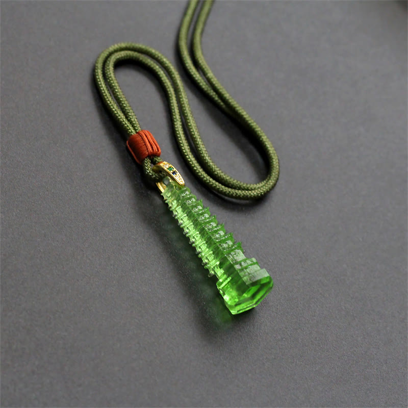 Fortune Jewel Liuli Ancient Pagoda Wisdom Necklace