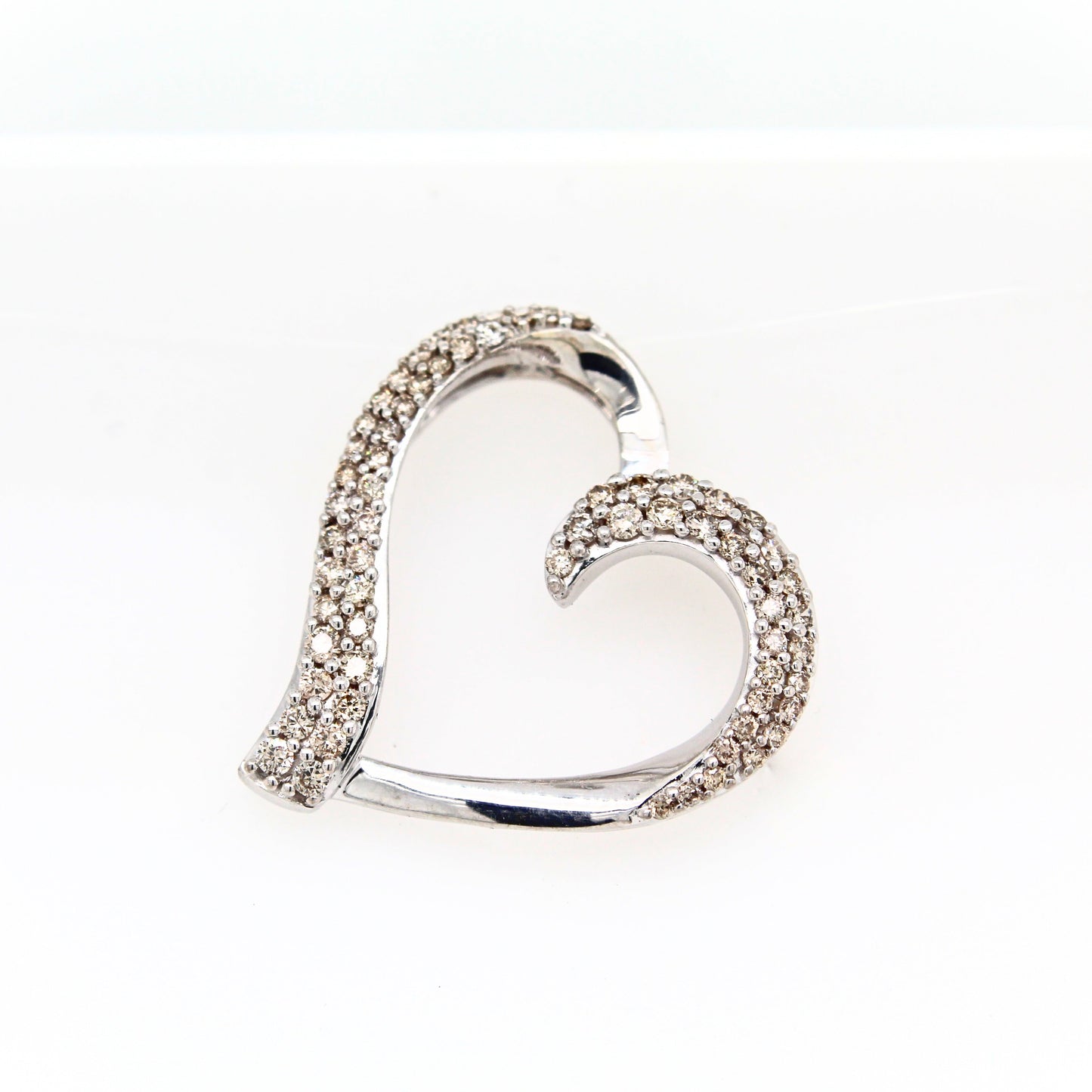 Sterlling Silver Heart Shape Diamond Pendant, 2.28 grams