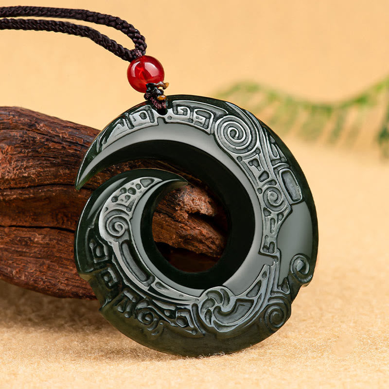 Fortune Jewel One's Luck Improves Design Patern Natural Hetian Cyan Jade Success Necklace Pendant