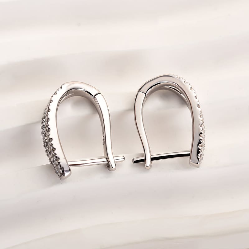 Solarii Moissanite Round Cut Noble U-shaped 925 Sterling Silver Earrings