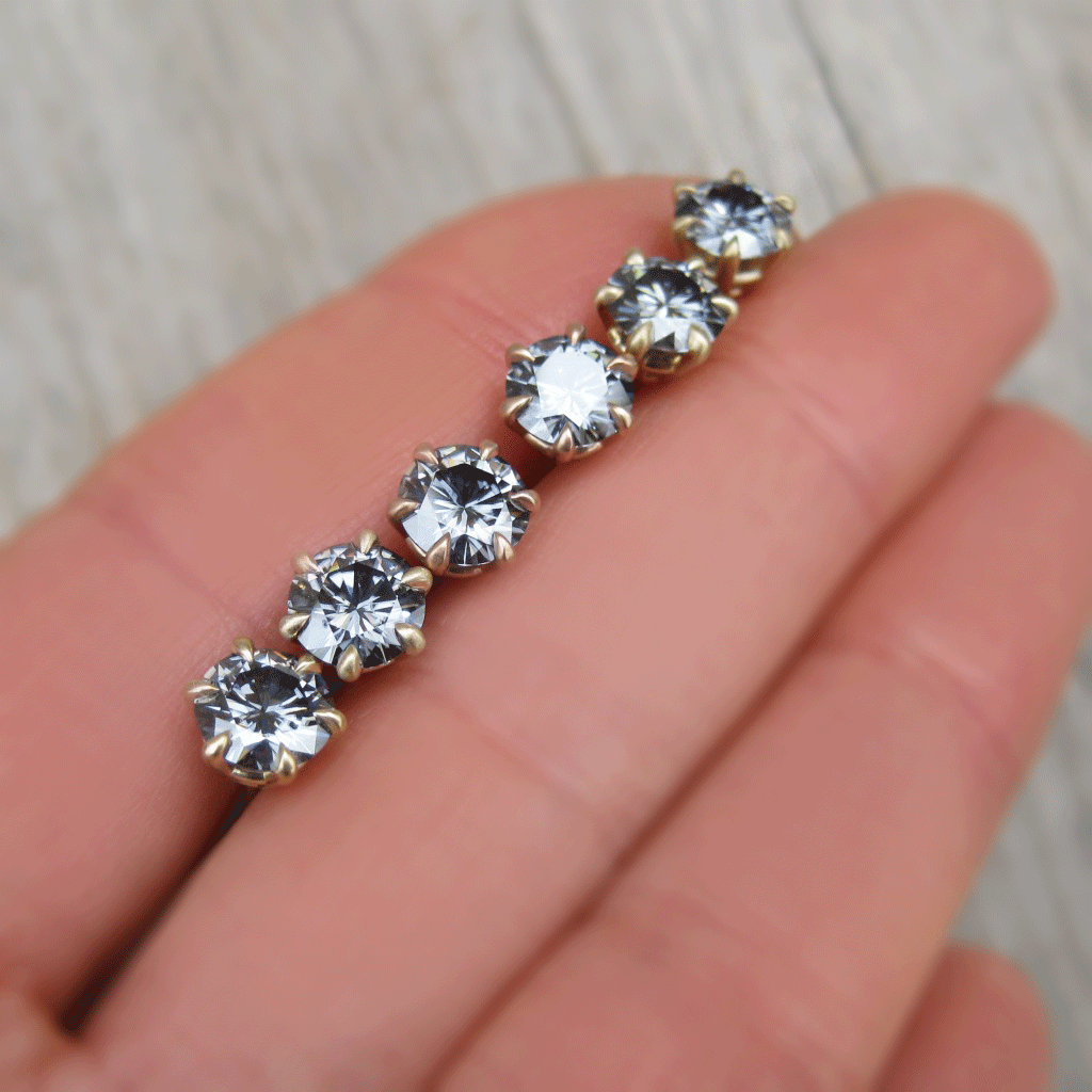 ・STARLA EARRINGS・Charles & Colvard Grey Moissanite 2ctw (Ready to Ship)