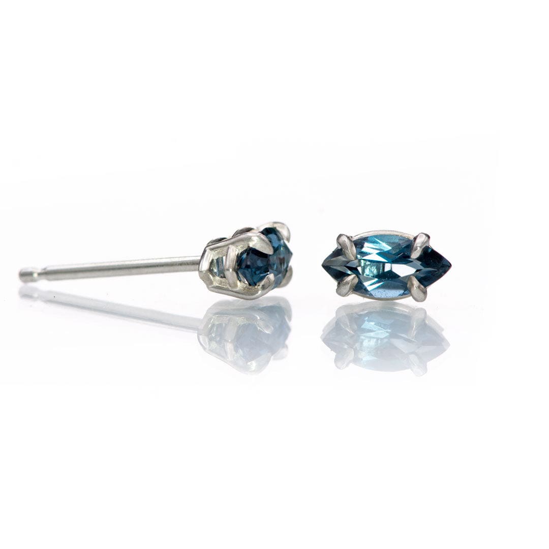 Prong Set Marquise London Blue Topaz Basket Stud Earrings
