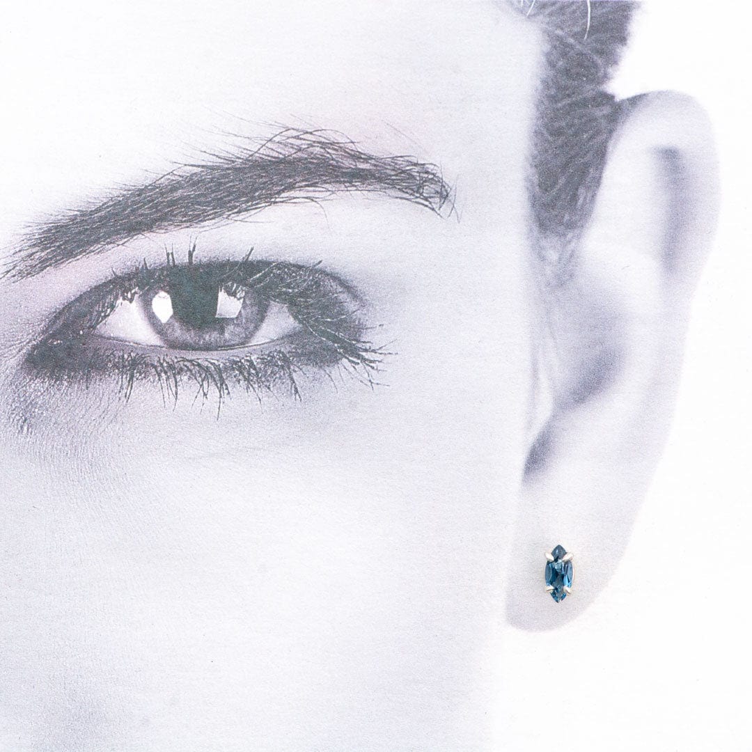 Prong Set Marquise London Blue Topaz Basket Stud Earrings