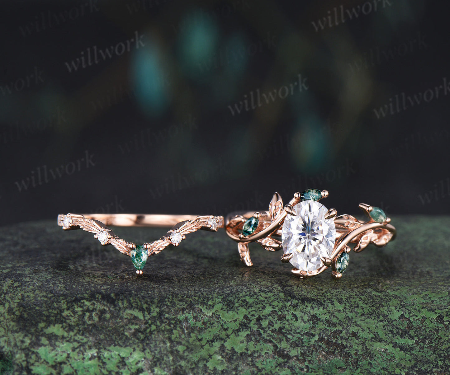 Custom order for Katrina Spencer(2pc ring set, 14k rose gold, ring size 6)