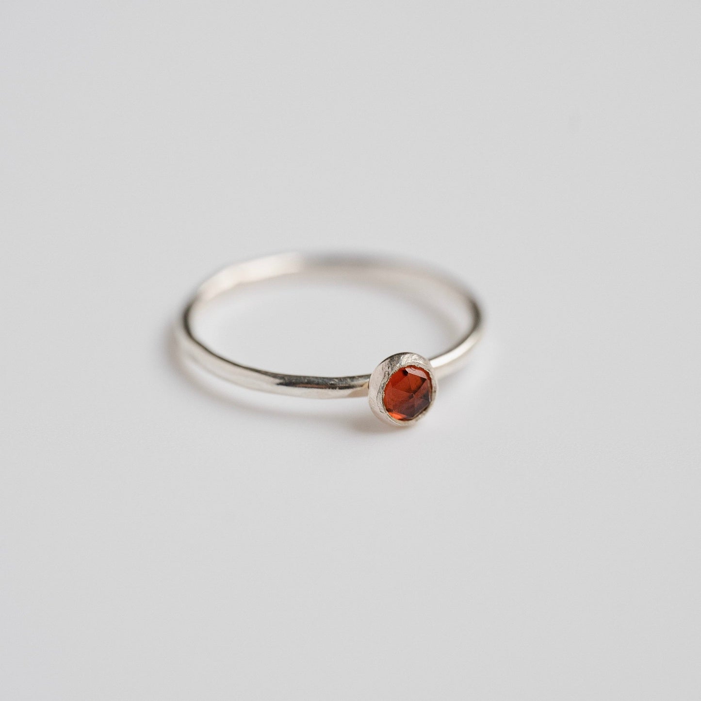 Garnet Gemstone Stacking Ring in Sterling Silver / Ready to ship in 5 and 8