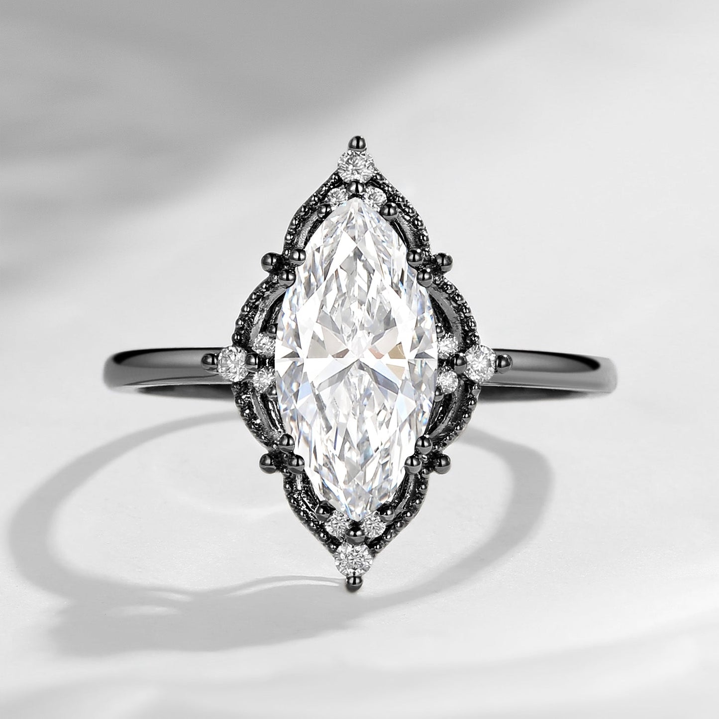 2.5ct Marquise Vintage Inspired Lab Diamond Engagement Ring
