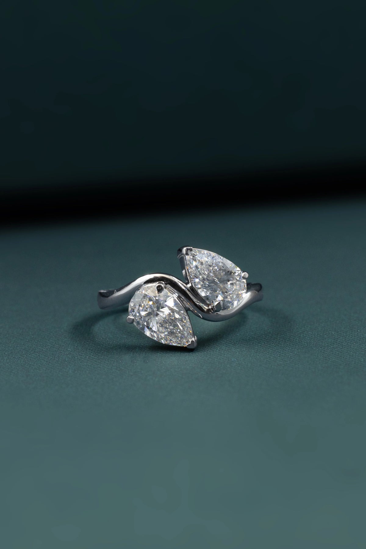 2.00 CTW Pear Cut Toi et Moi Lab-Grown Diamond Open Ring