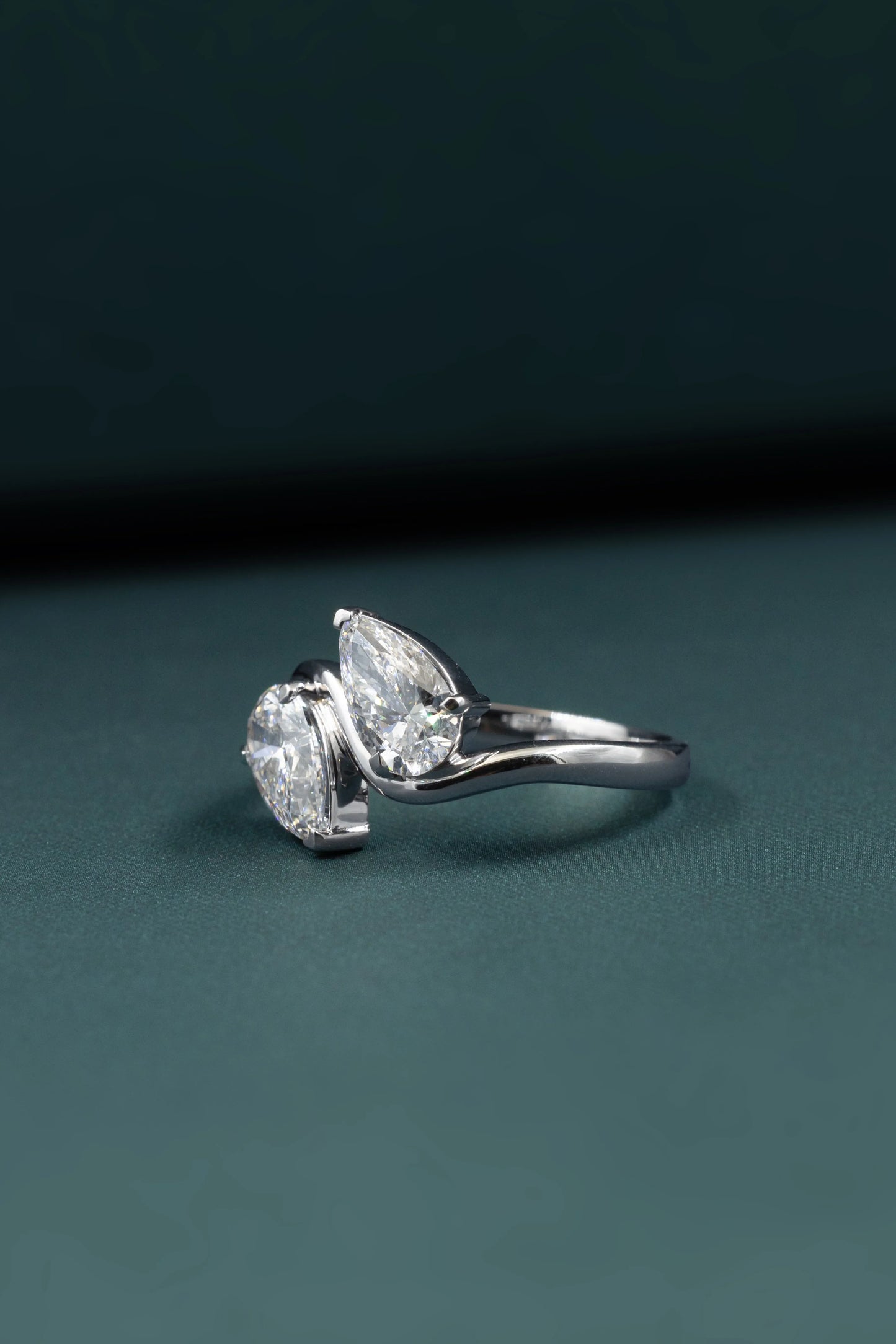 2.00 CTW Pear Cut Toi et Moi Lab-Grown Diamond Open Ring