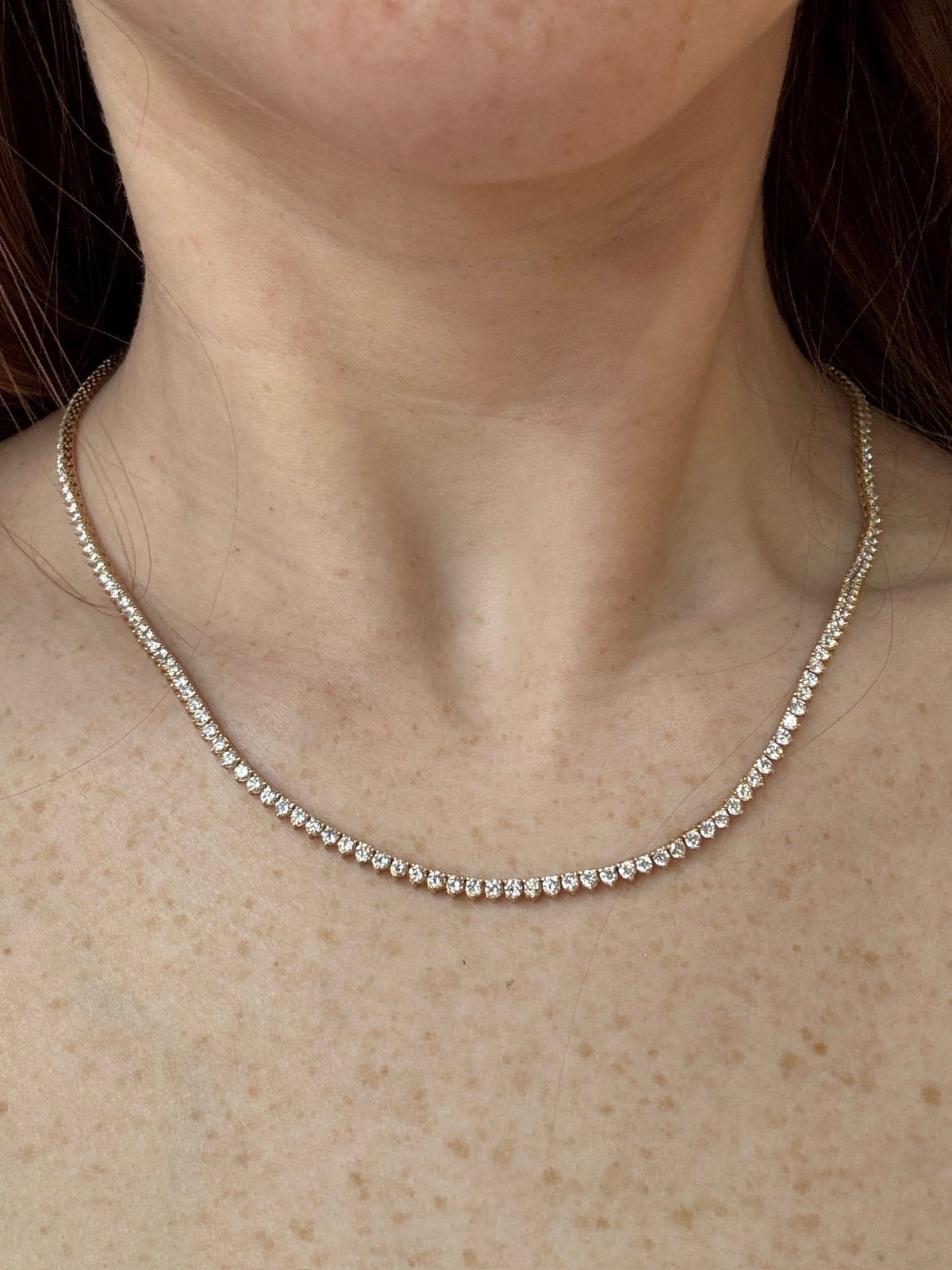 7.30 CTW Lab-Grown Diamond Tennis Necklace | 18" | 14K Gold