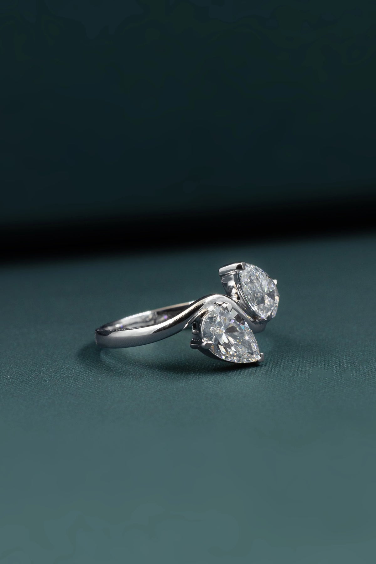 2.00 CTW Pear Cut Toi et Moi Lab-Grown Diamond Open Ring