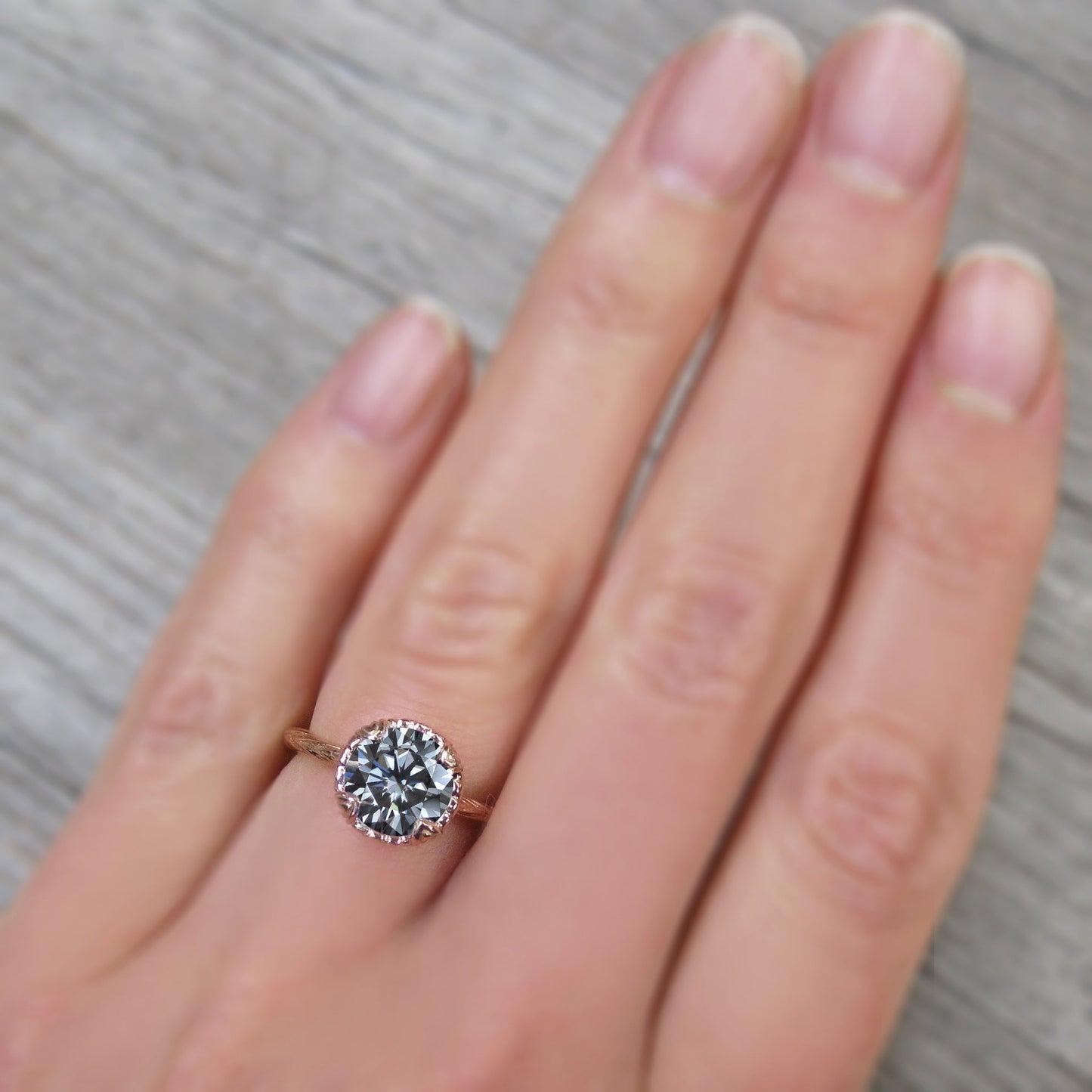 ・SIENNA・ Iconic™ Grey Moissanite, Willow Leaf Band (1.5ct)