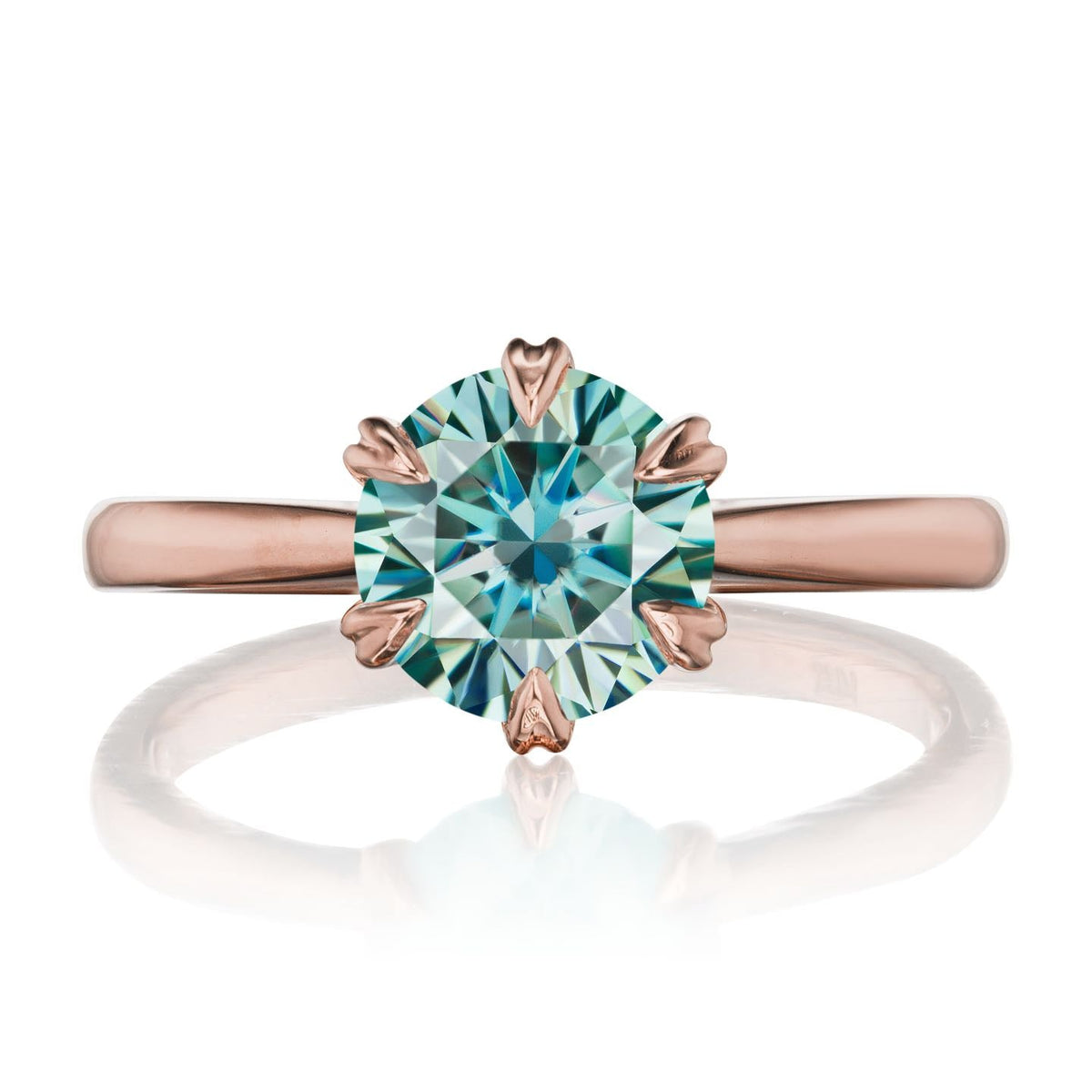 ・LEONA・Aqua-Teal Iconic™ Moissanite, Plain or Diamond Band (1.5ct Center)