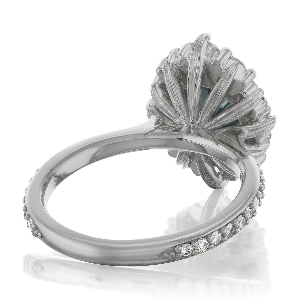 ・EMERSON・Aqua-Teal Iconic™ Moissanite Center, Diamond Halo (1.93ctw+)