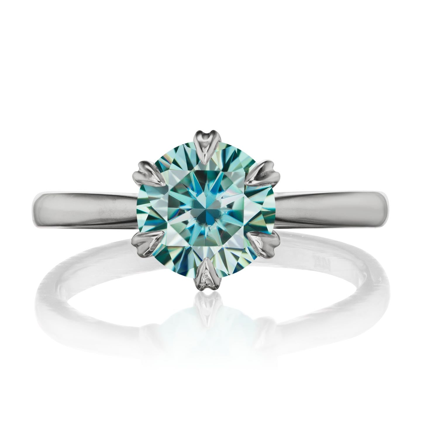 ・LEONA・Aqua-Teal Iconic™ Moissanite, Plain or Diamond Band (1.5ct Center)