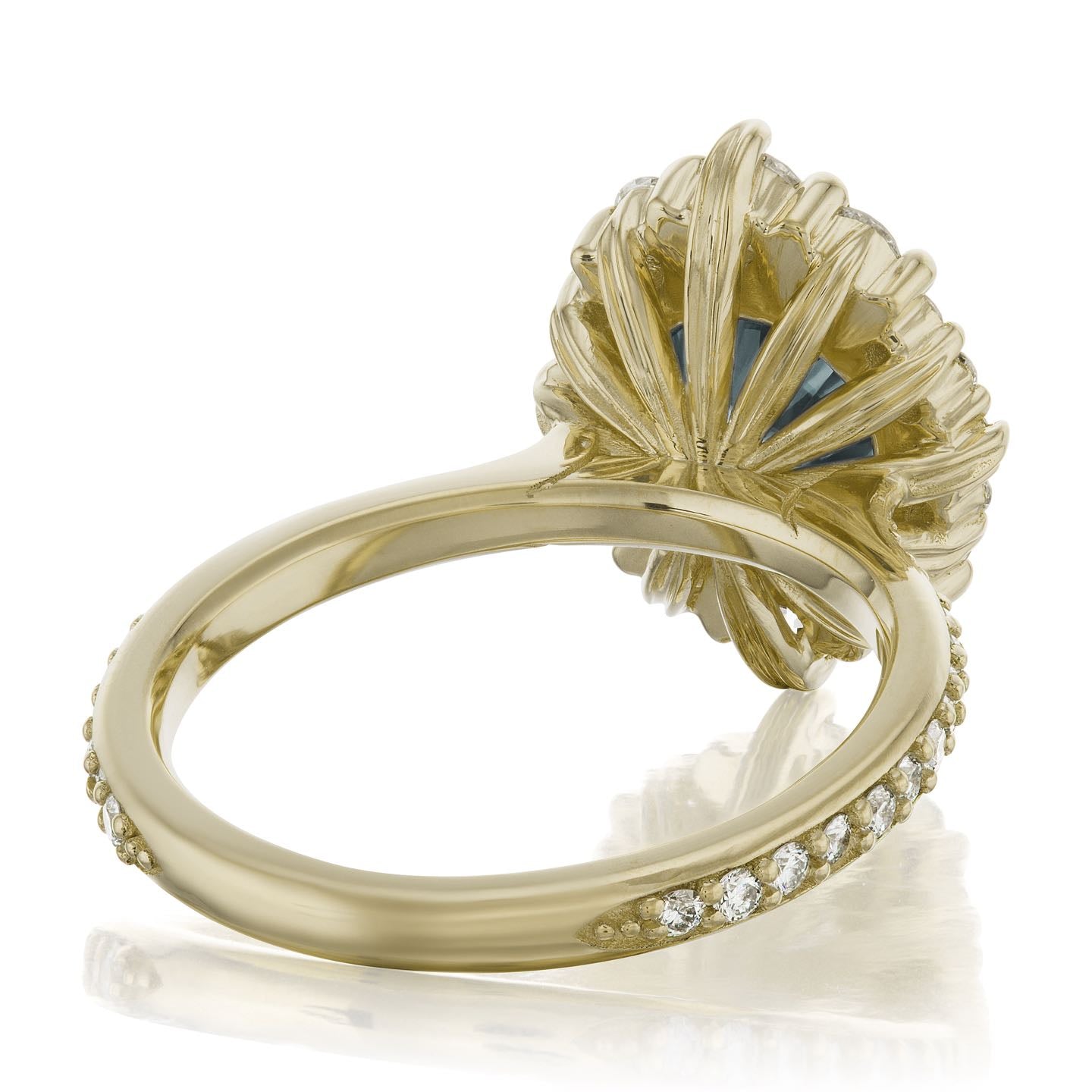 ・EMERSON・Aqua-Teal Iconic™ Moissanite Center, Diamond Halo (1.93ctw+)