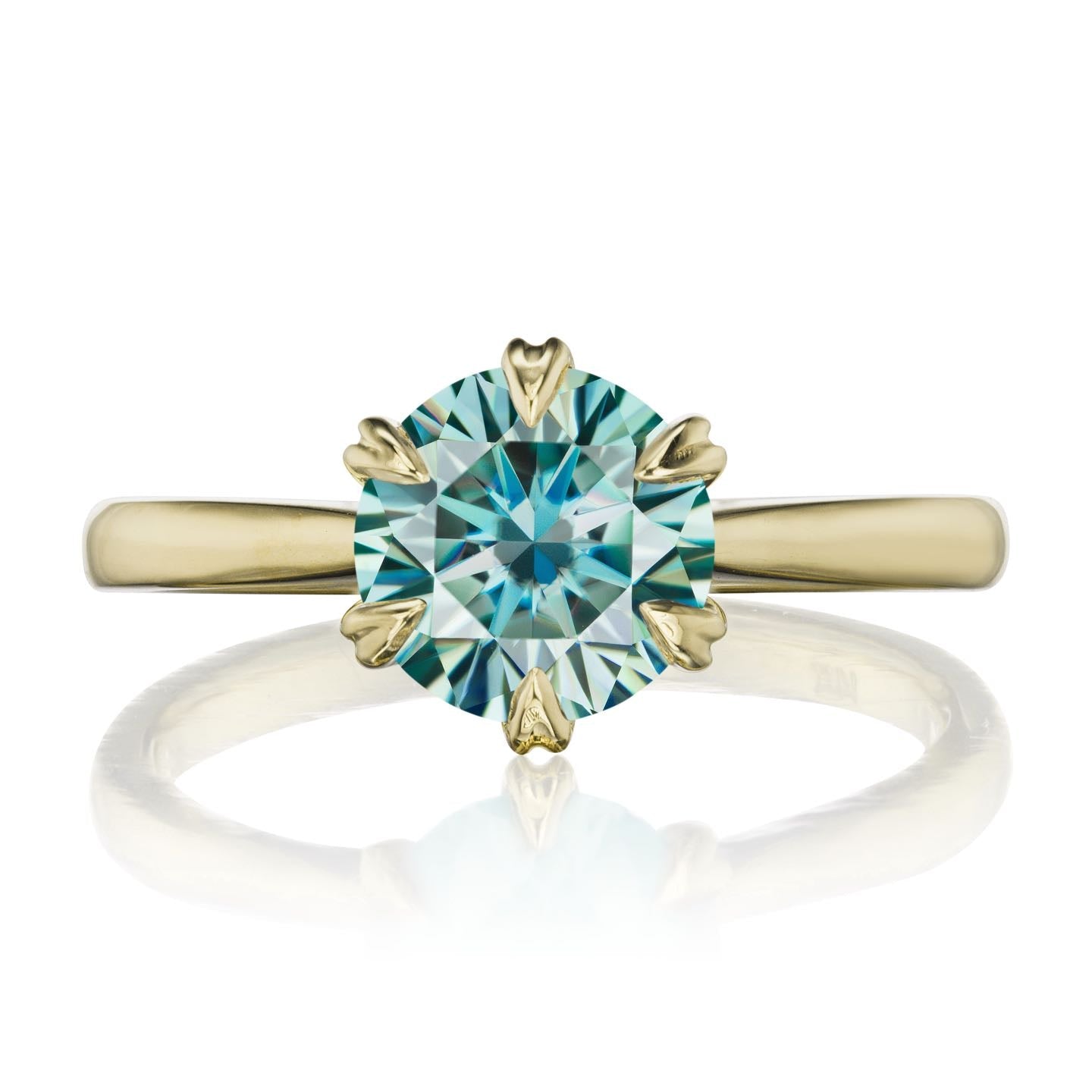 ・LEONA・Aqua-Teal Iconic™ Moissanite, Plain or Diamond Band (1.5ct Center)