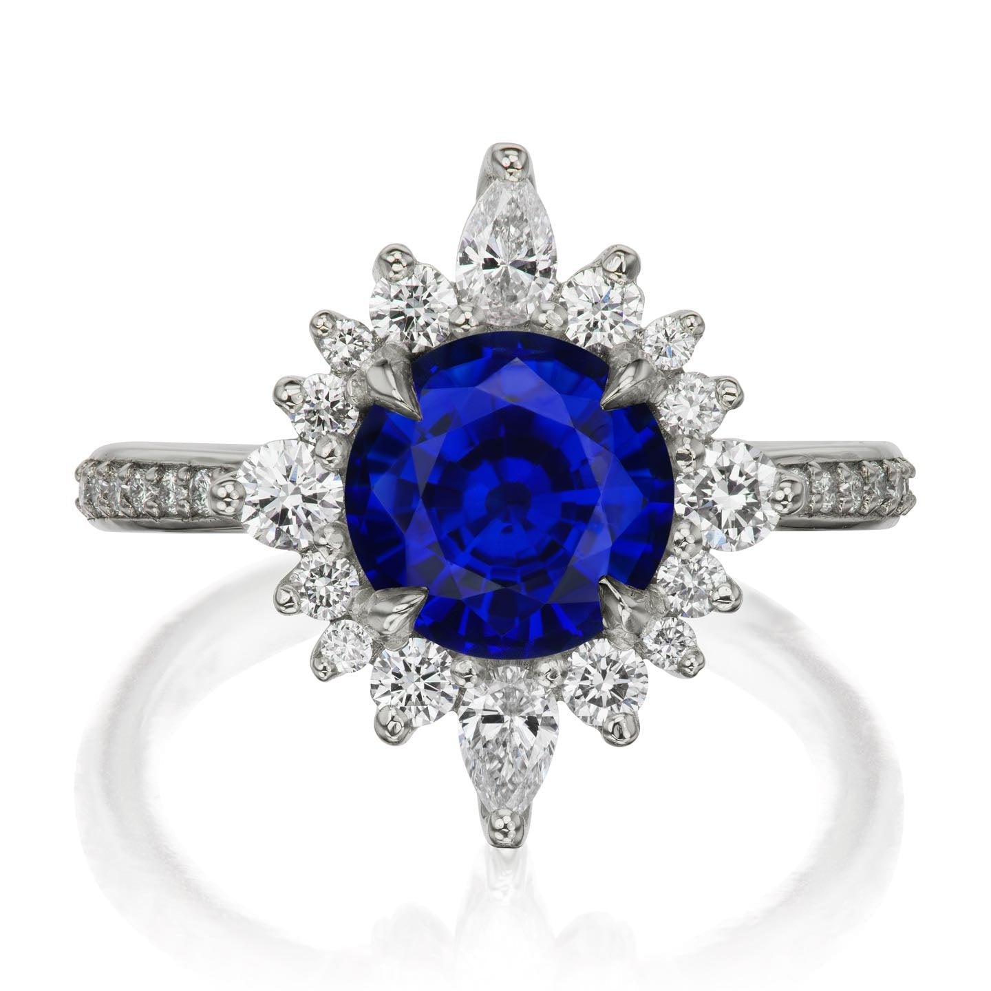 ・ZAHRA・Blue Sapphire Center, Diamond Halo (2.73ctw+)