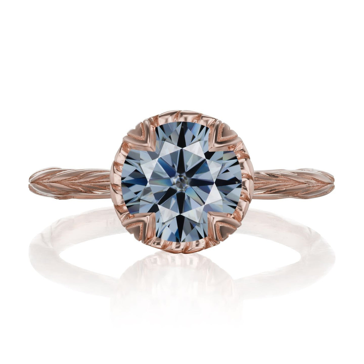 ・SIENNA・ Iconic™ Grey Moissanite, Willow Leaf Band (1.5ct)
