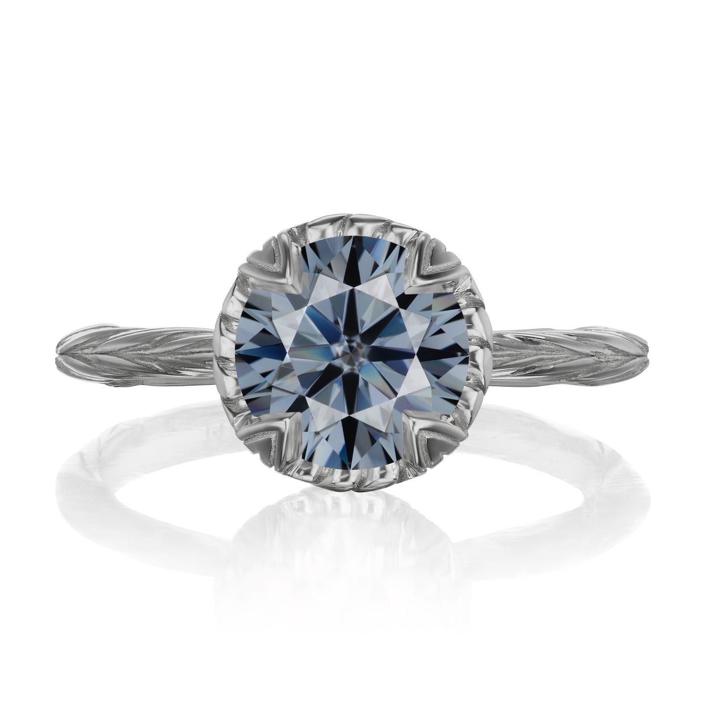 ・SIENNA・ Iconic™ Grey Moissanite, Willow Leaf Band (1.5ct)