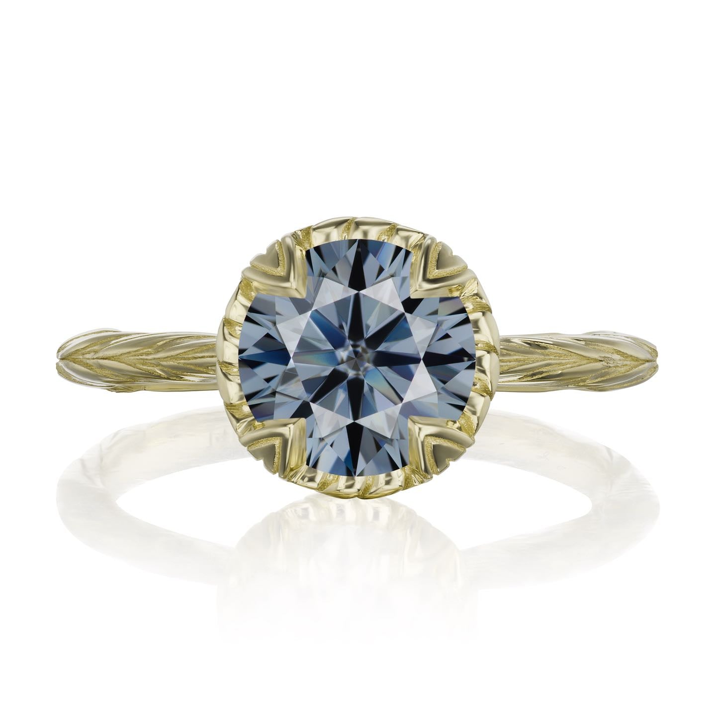 ・SIENNA・ Iconic™ Grey Moissanite, Willow Leaf Band (1.5ct)