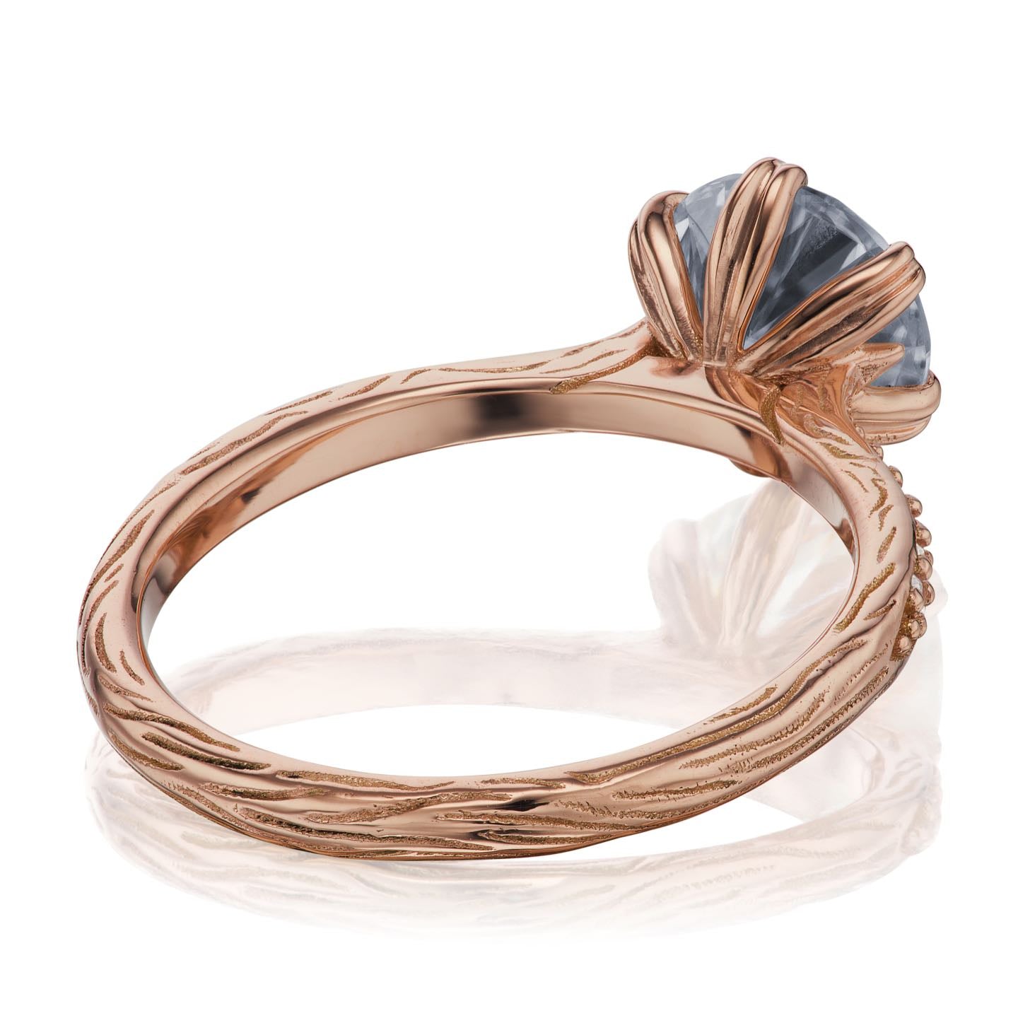 ・CAMILLE・Iconic™ Grey Moissanite, Twig Textured Diamond Band (1.25ct Center)