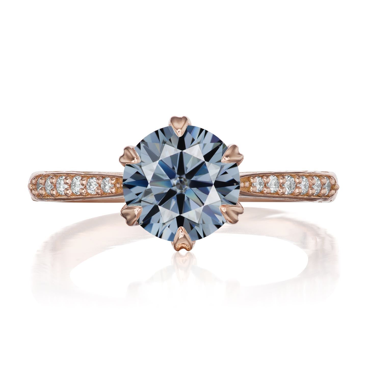 ・CAMILLE・Iconic™ Grey Moissanite, Twig Textured Diamond Band (1.5ct Center)