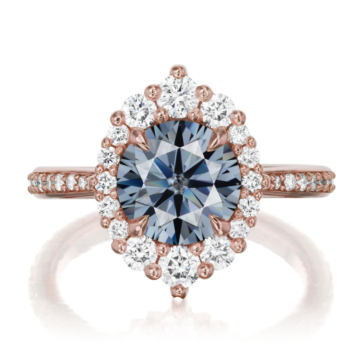 ・EMERSON・Iconic™ Grey Moissanite Center, Diamond Halo (1.93ctw+)