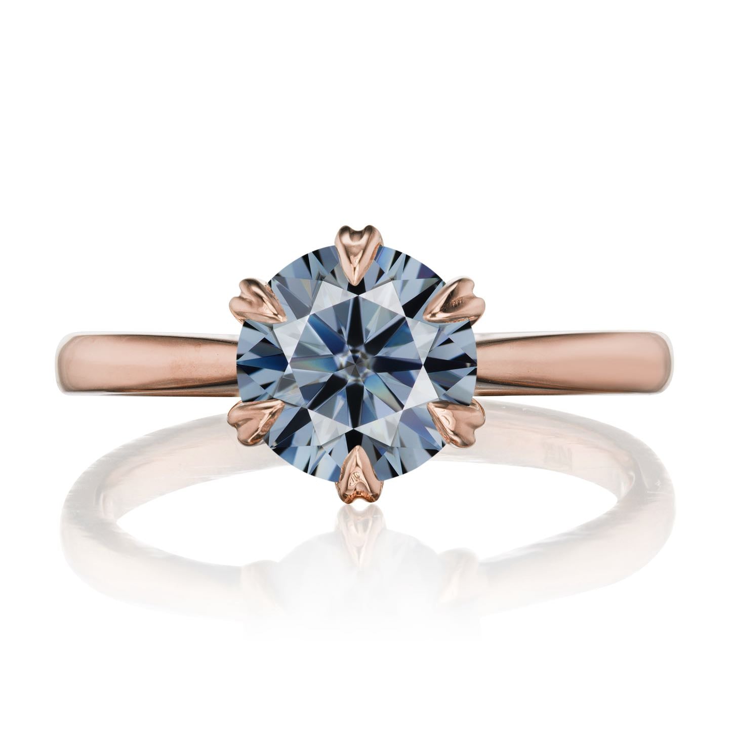 ・LEONA・Iconic™ Grey Moissanite, Plain or Diamond Band (1.5ct Center)