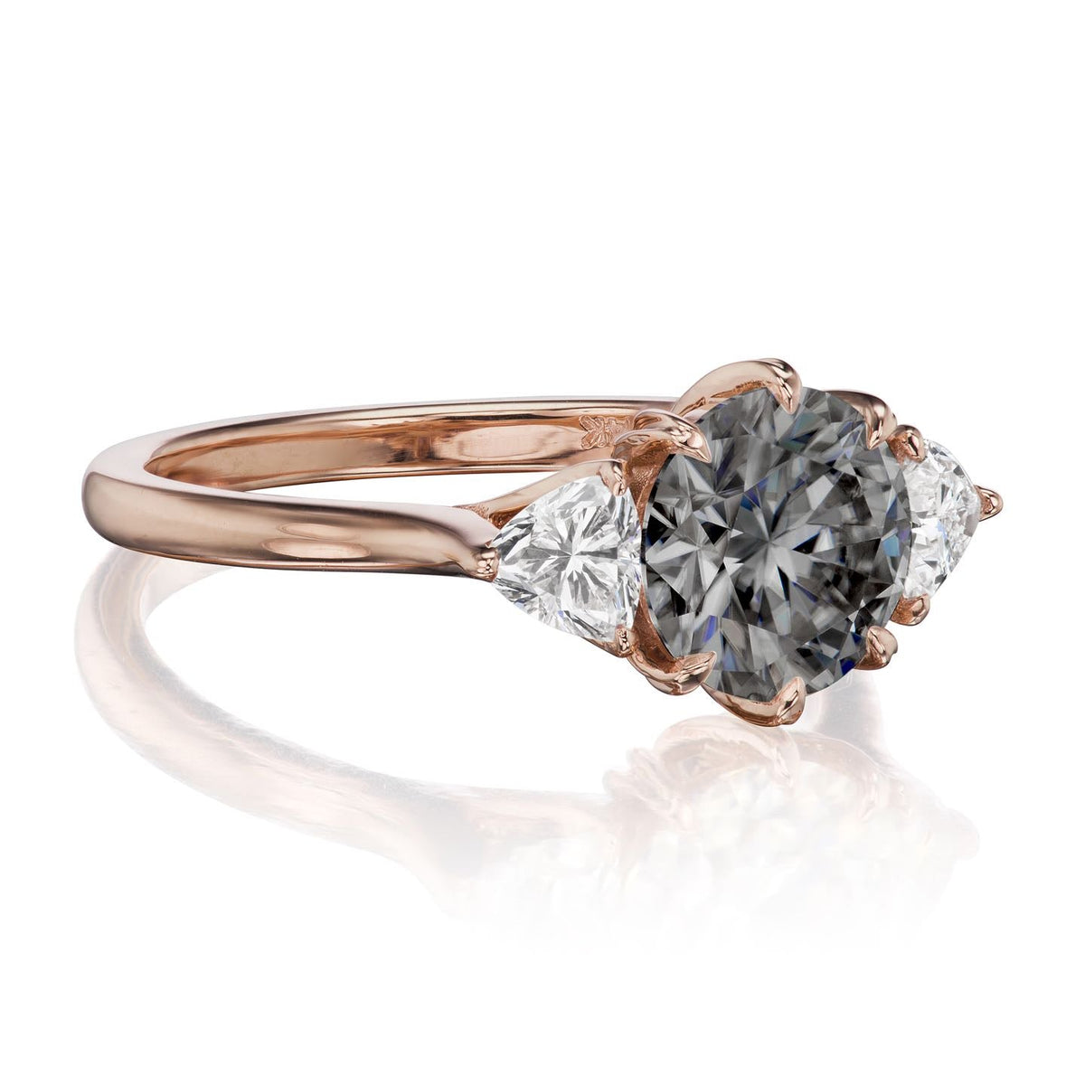 ・MAGNOLIA・Iconic™ Grey Moissanite Center, Trillion Diamonds (1.92ctw)