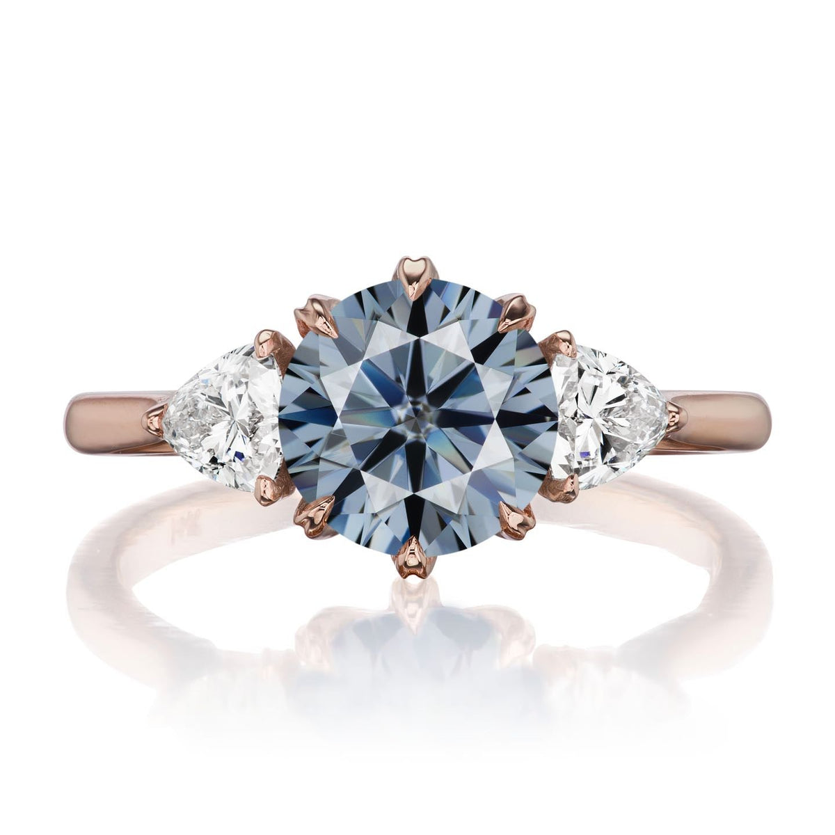 ・MAGNOLIA・Iconic™ Grey Moissanite Center, Trillion Diamonds (1.92ctw)