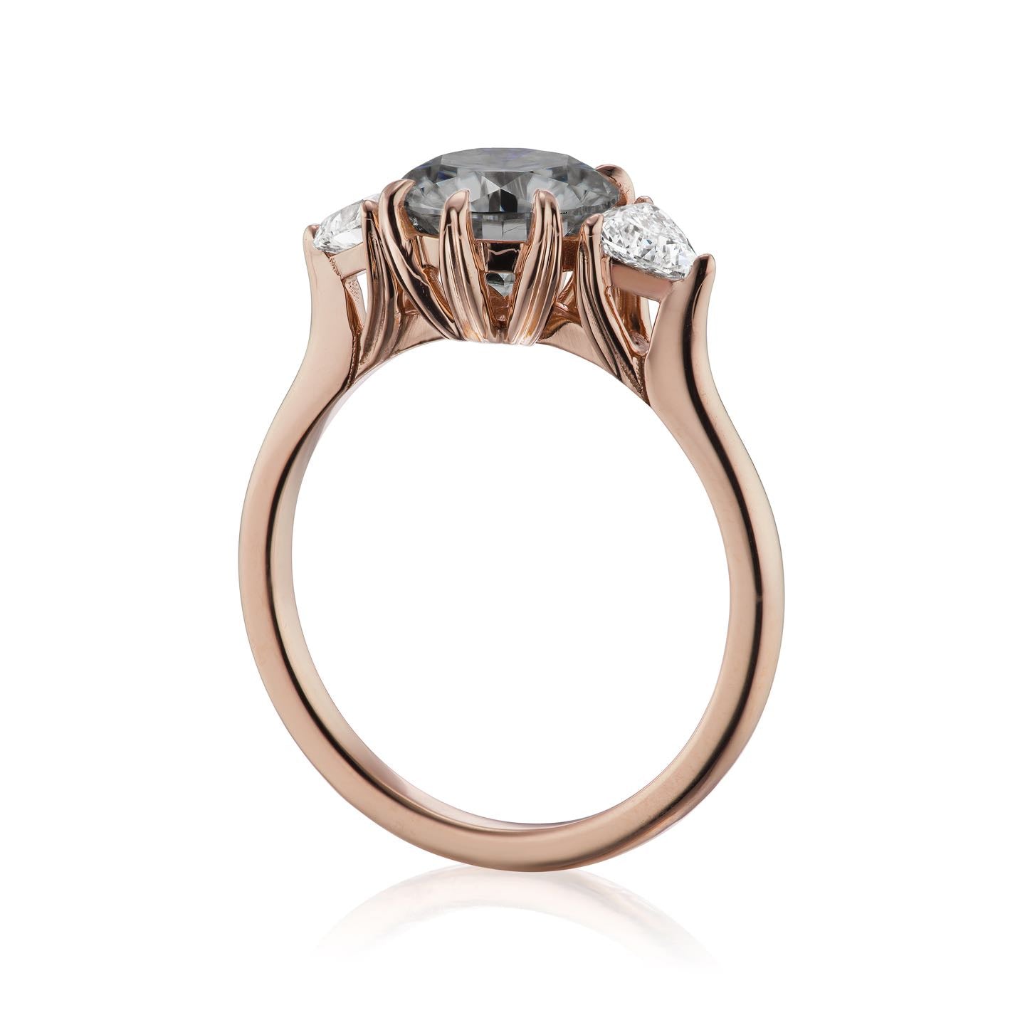 ・MAGNOLIA・Iconic™ Grey Moissanite Center, Trillion Diamonds (1.92ctw)