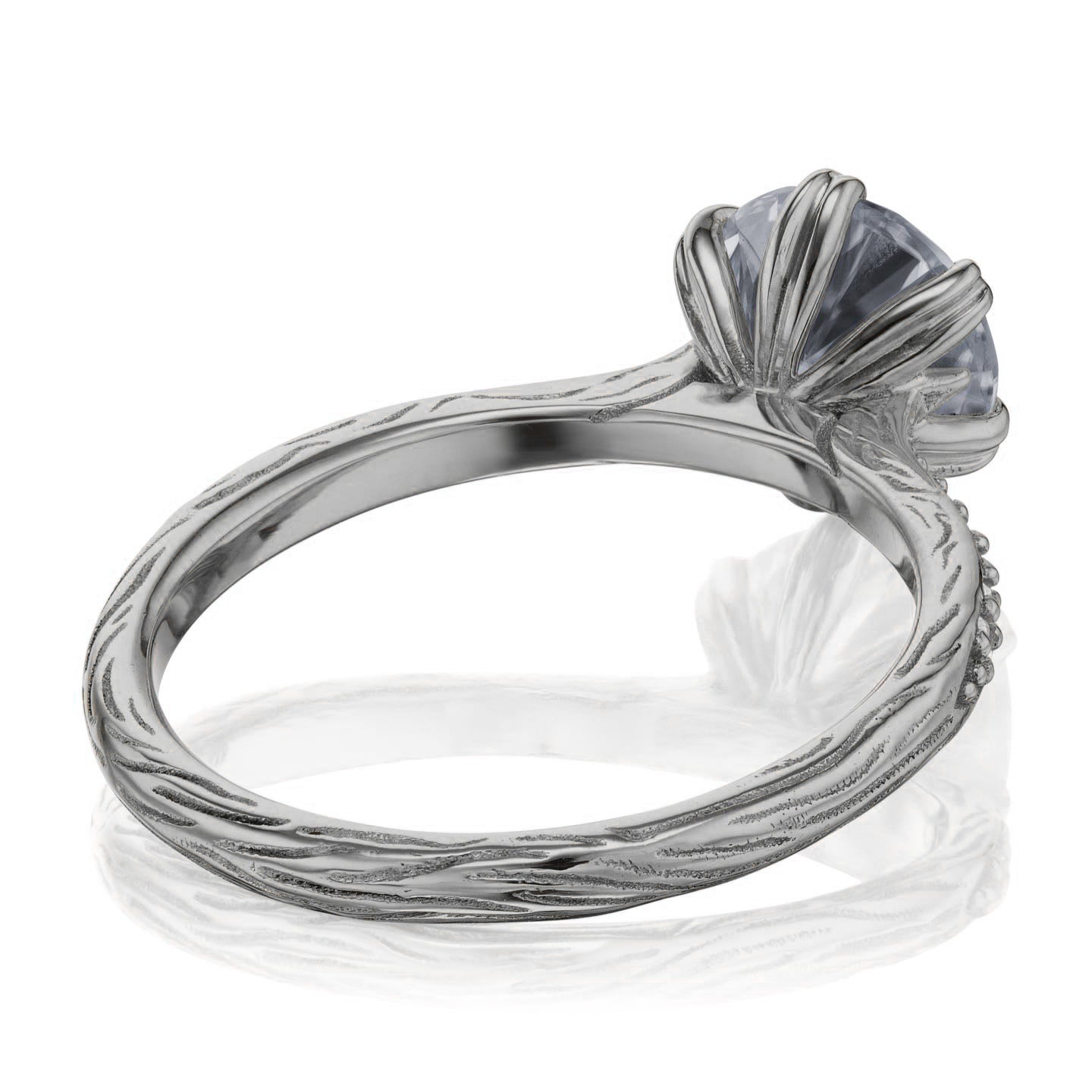 ・CAMILLE・Iconic™ Grey Moissanite, Twig Textured Diamond Band (1.25ct Center)