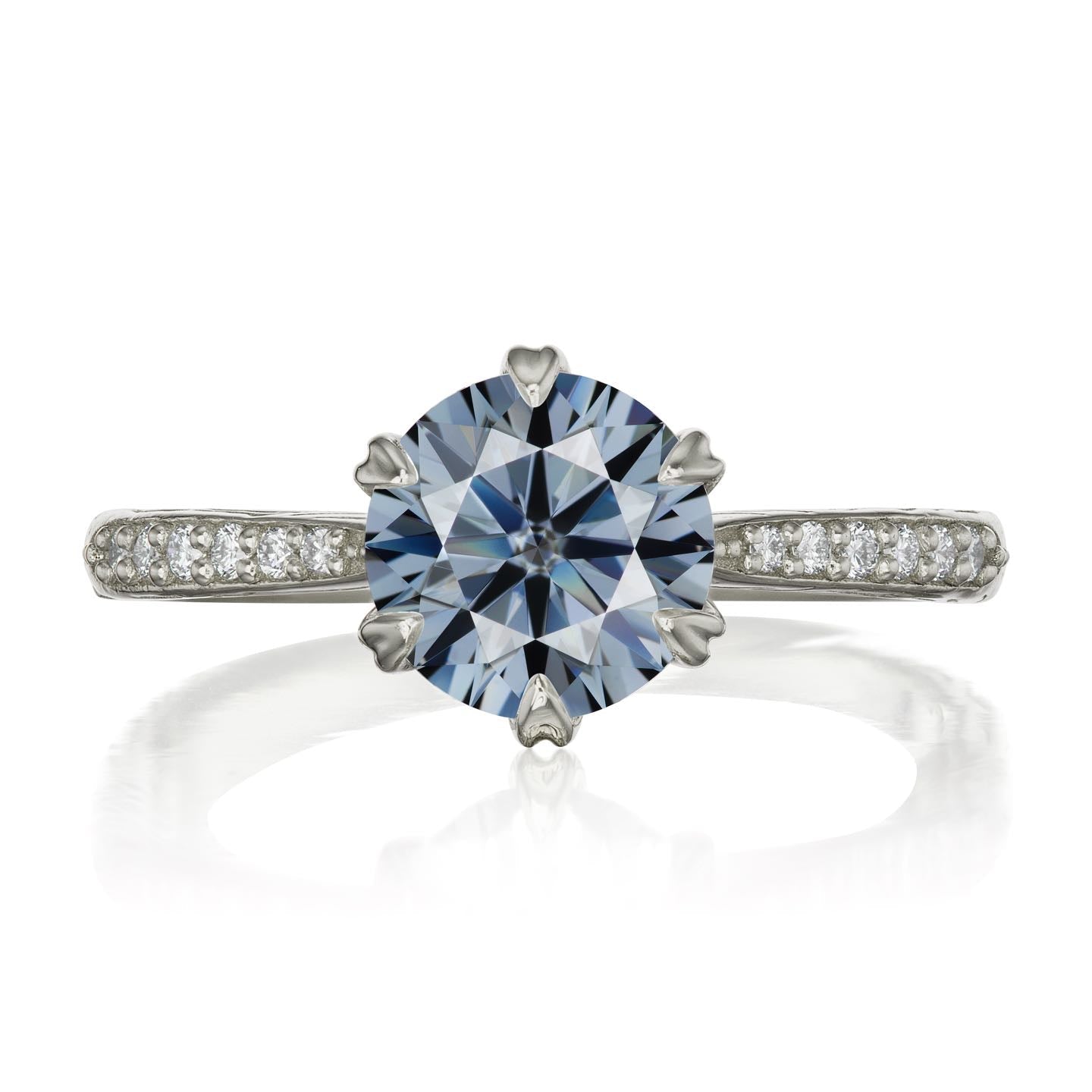 ・CAMILLE・Iconic™ Grey Moissanite, Twig Textured Diamond Band (1.5ct Center)