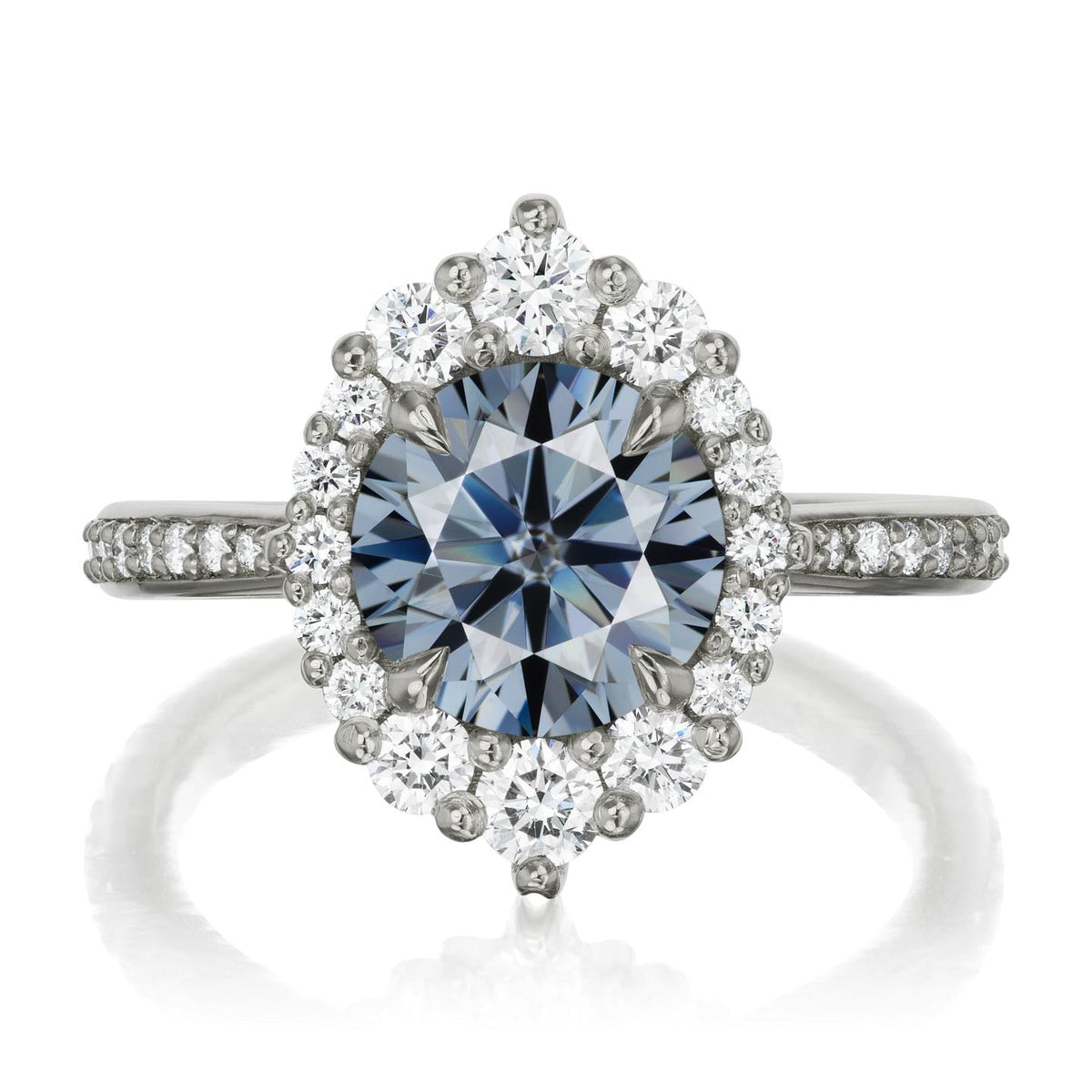 ・EMERSON・Iconic™ Grey Moissanite Center, Diamond Halo (1.93ctw+)