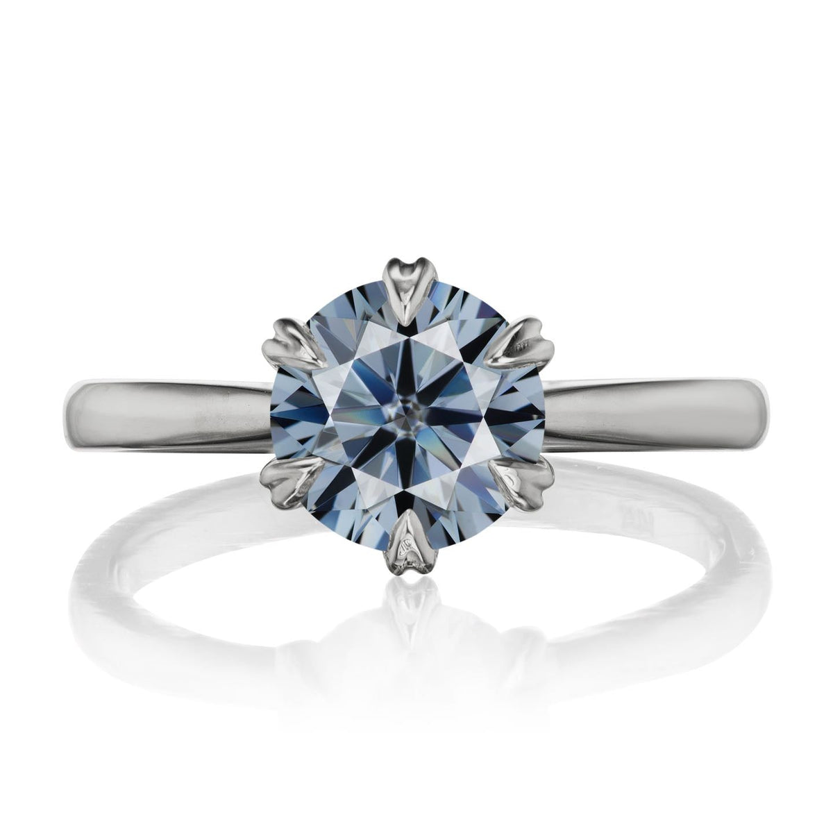 ・LEONA・Iconic™ Grey Moissanite, Plain or Diamond Band (1.5ct Center)
