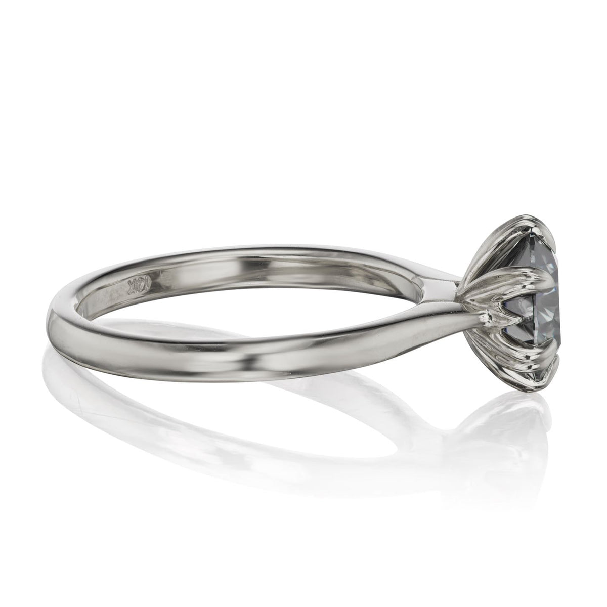 ・LEONA・Iconic™ Grey Moissanite, Plain or Diamond Band (1.5ct Center)