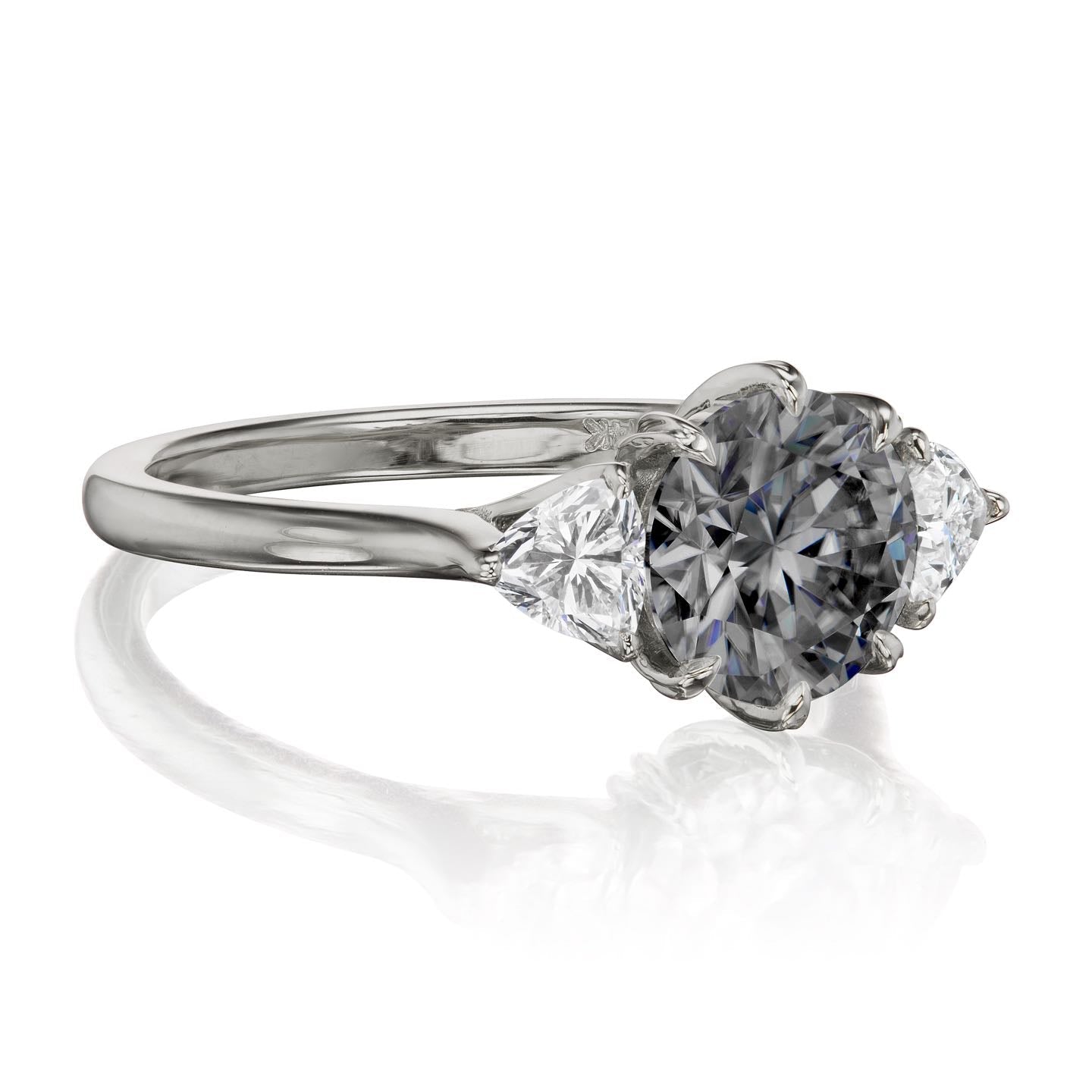 ・MAGNOLIA・Iconic™ Grey Moissanite Center, Trillion Diamonds (1.92ctw)