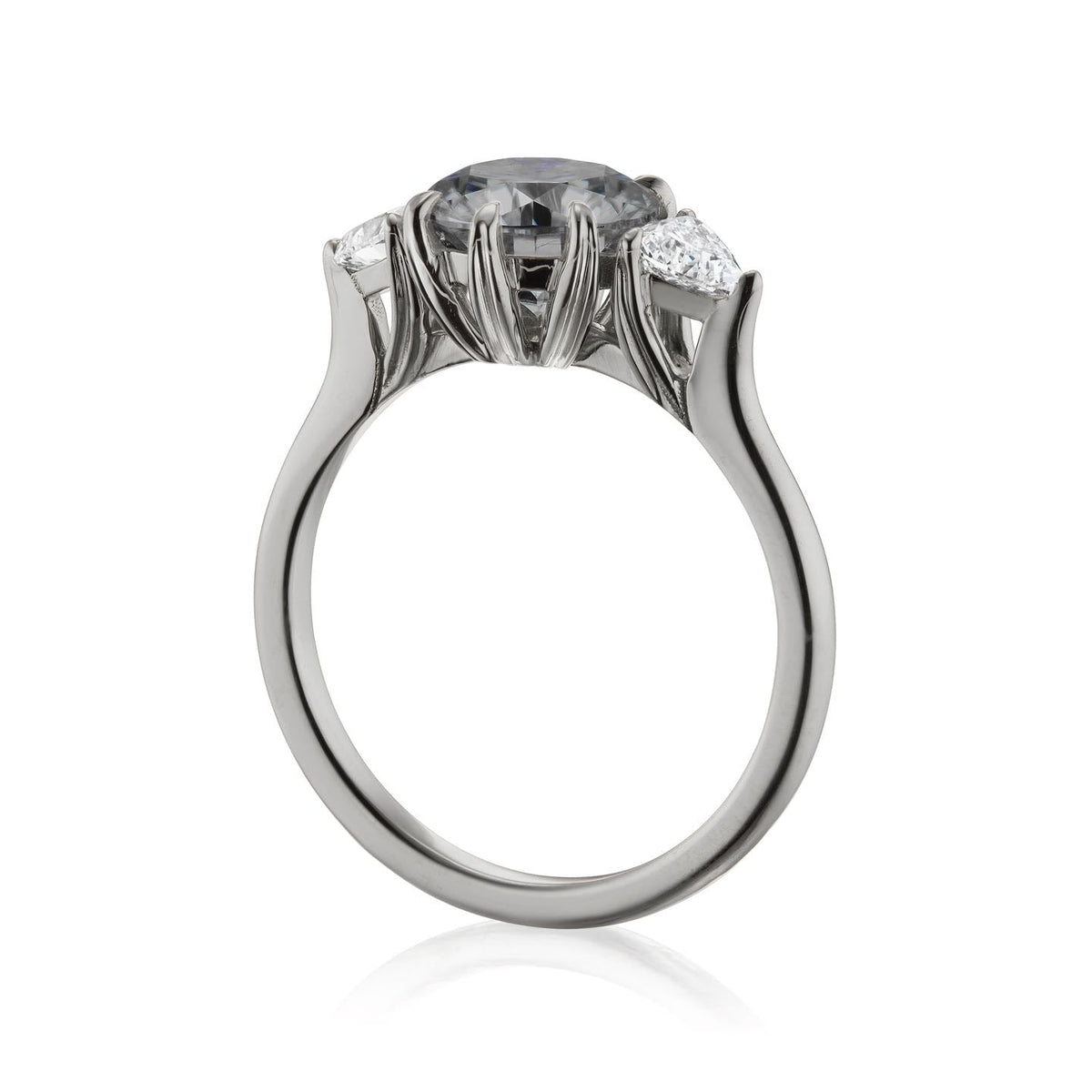 ・MAGNOLIA・Iconic™ Grey Moissanite Center, Trillion Diamonds (1.92ctw)