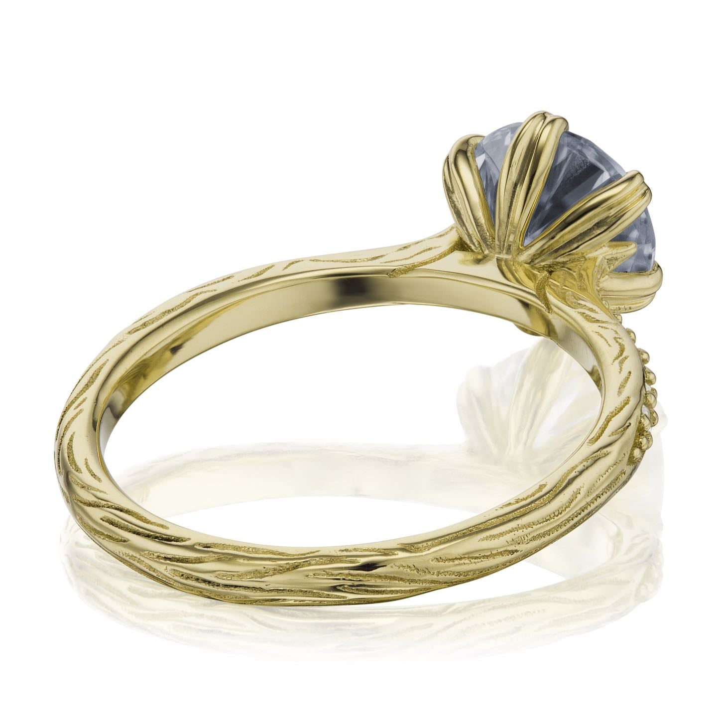 ・CAMILLE・Iconic™ Grey Moissanite, Twig Textured Diamond Band (1.5ct Center)