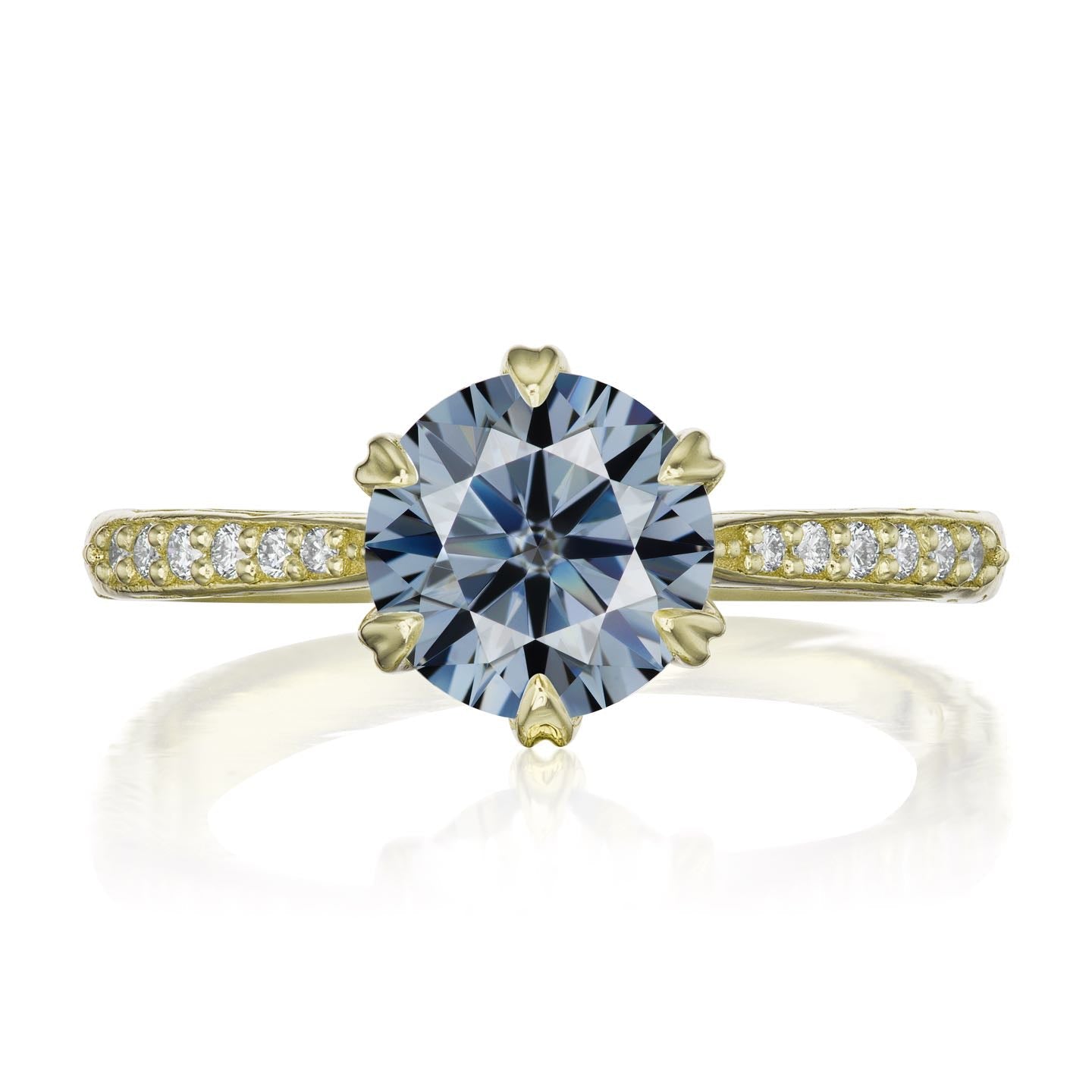 ・CAMILLE・Iconic™ Grey Moissanite, Twig Textured Diamond Band (1.5ct Center)