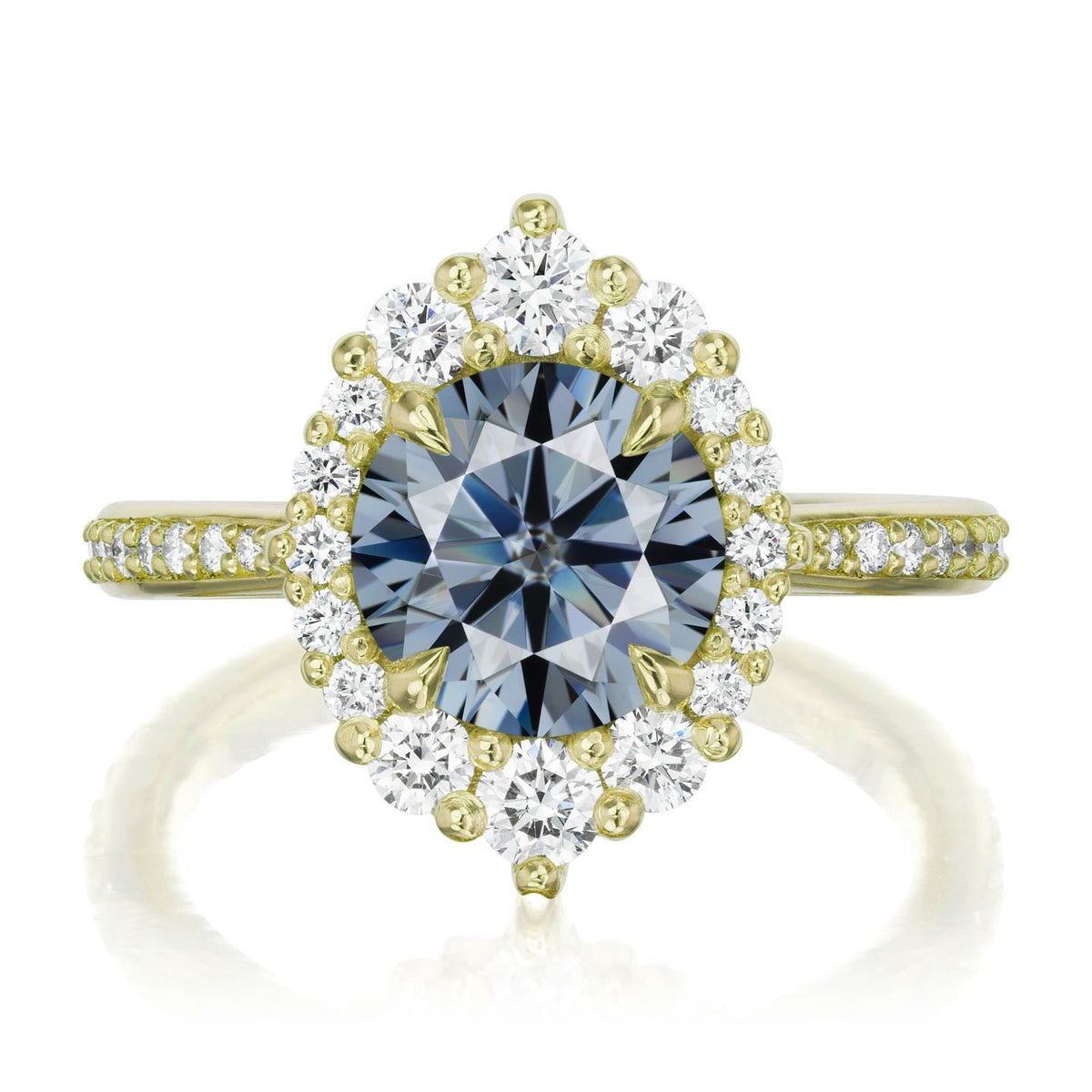 ・EMERSON・Iconic™ Grey Moissanite Center, Diamond Halo (1.93ctw+)
