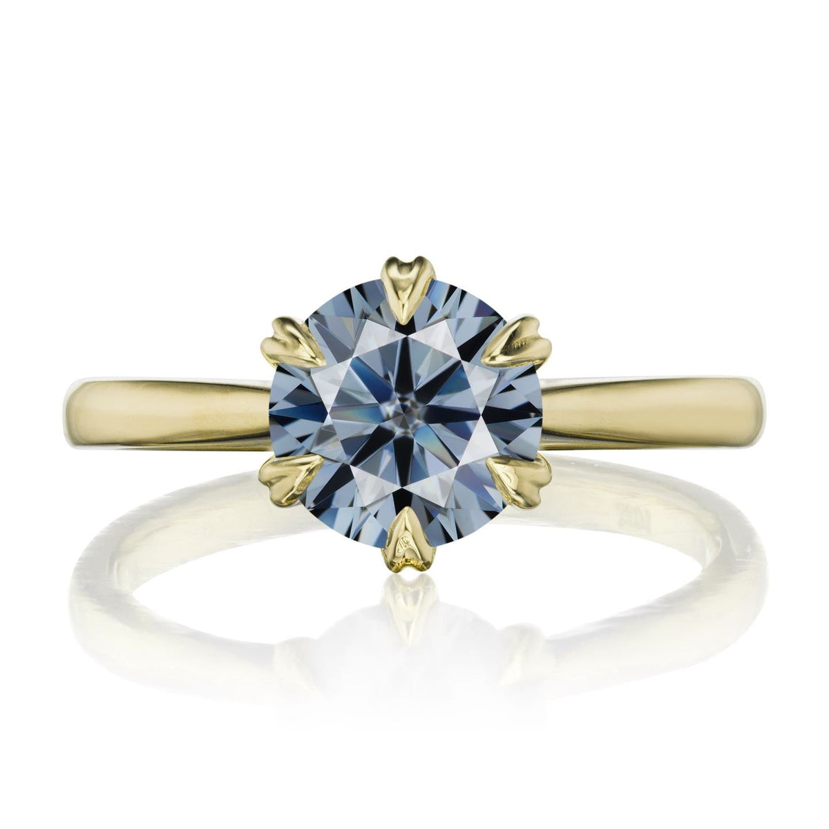 ・LEONA・Iconic™ Grey Moissanite, Plain or Diamond Band (1.5ct Center)