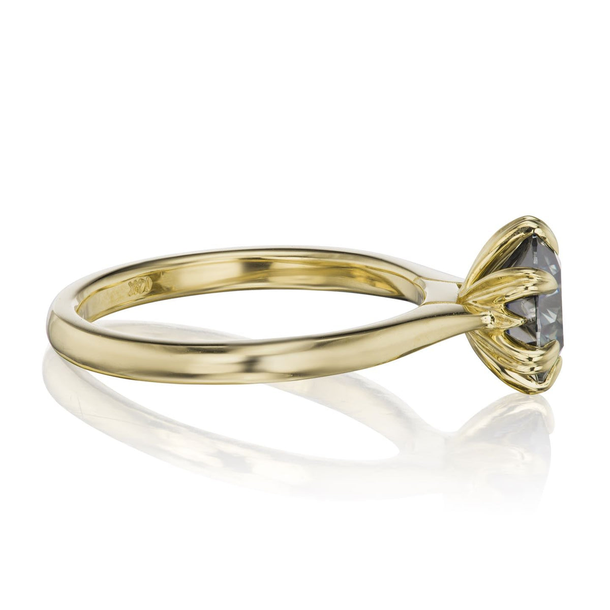 ・LEONA・Iconic™ Grey Moissanite, Plain or Diamond Band (1.5ct Center)